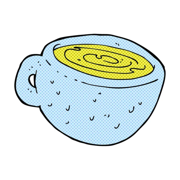 Retro Cómic Estilo Dibujos Animados Taza Café — Vector de stock