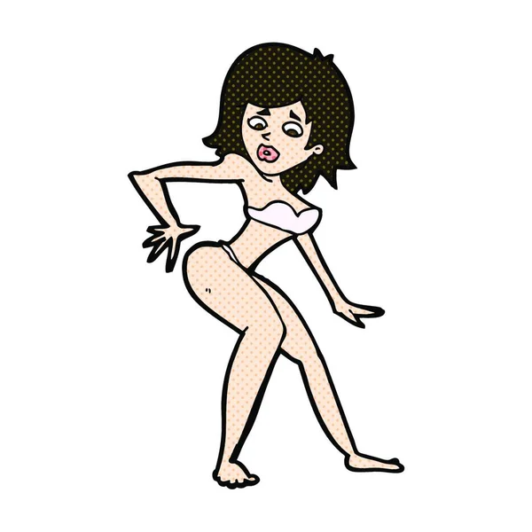Retro Cómic Estilo Mujer Dibujos Animados Bikini — Archivo Imágenes Vectoriales