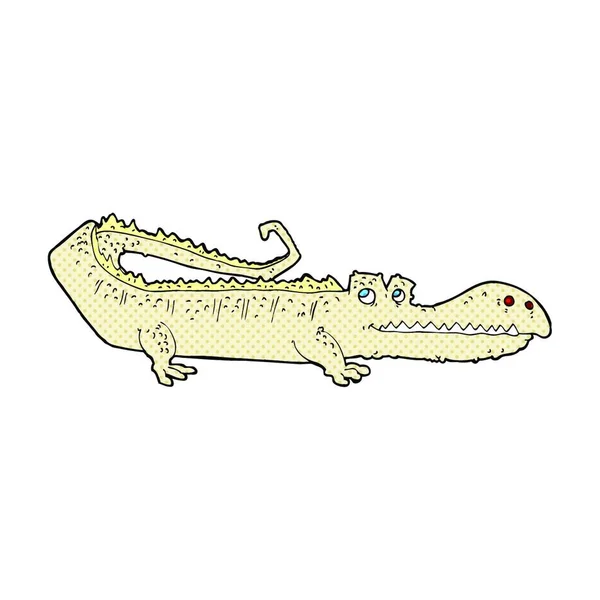 Retro Képregény Stílusú Rajzfilm Krokodil — Stock Vector