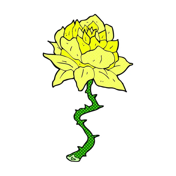 Rétro Bande Dessinée Style Fleur Dessin Animé — Image vectorielle