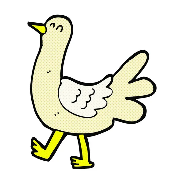 Ретро Комикс Стиле Мультяшной Ходячей Птицы — стоковый вектор