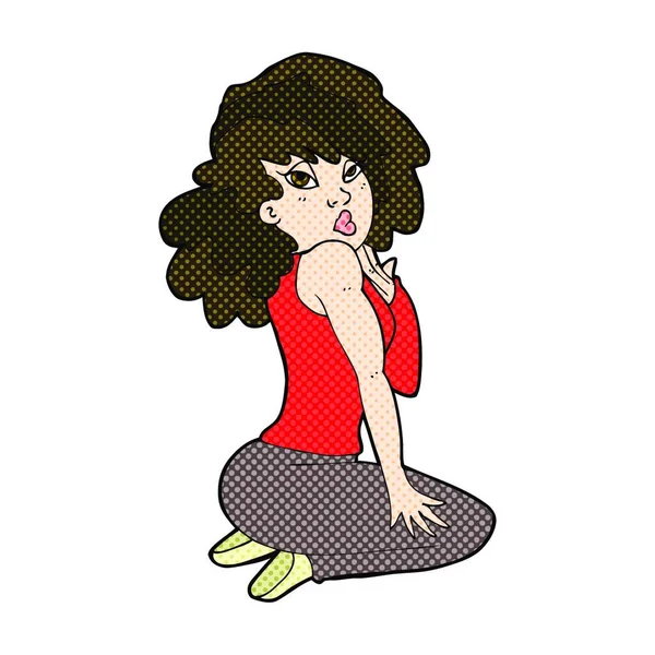 レトロ漫画のスタイルの漫画の女性のポーズ — ストックベクタ