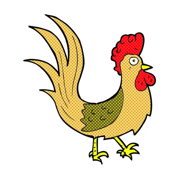 Gallo Cartone Animato Stile Fumetto Retrò — Vettoriale Stock