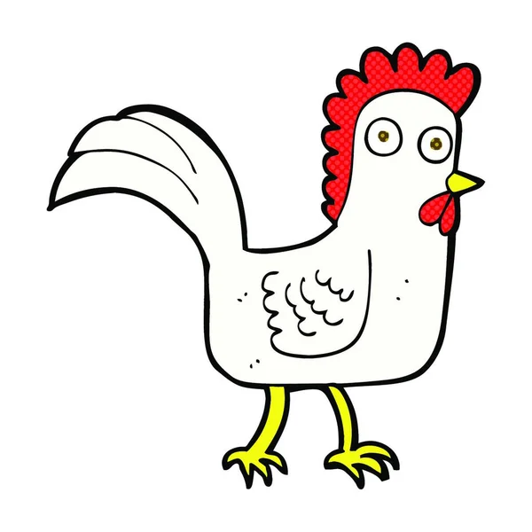 レトロ漫画風の漫画の鶏 — ストックベクタ