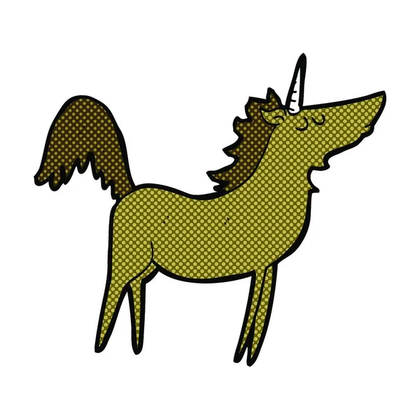 Retro Cómic Estilo Caricatura Unicornio — Vector de stock