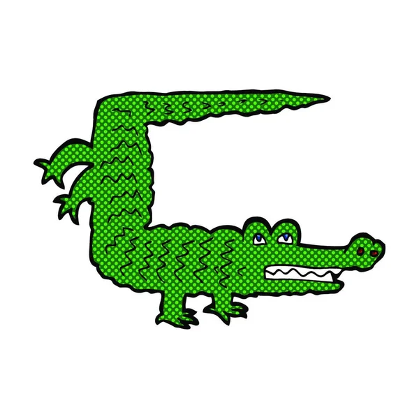 Ретро Комикс Стиле Мультяшного Крокодила — стоковый вектор