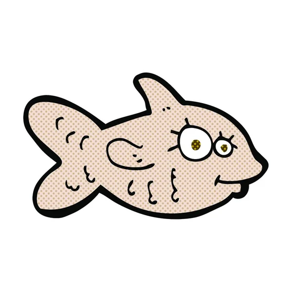 Retro Cómic Estilo Dibujos Animados Feliz Goldfish — Archivo Imágenes Vectoriales