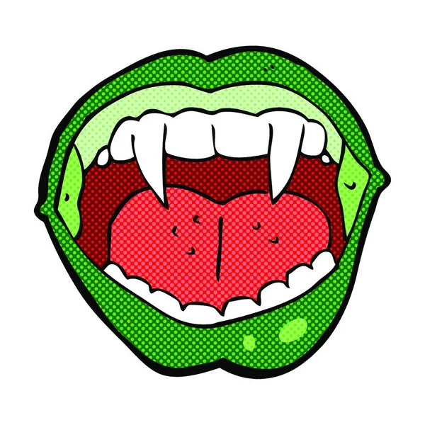 Retro Comic Book Style Cartoon Vampire Mouth — Stock Vector