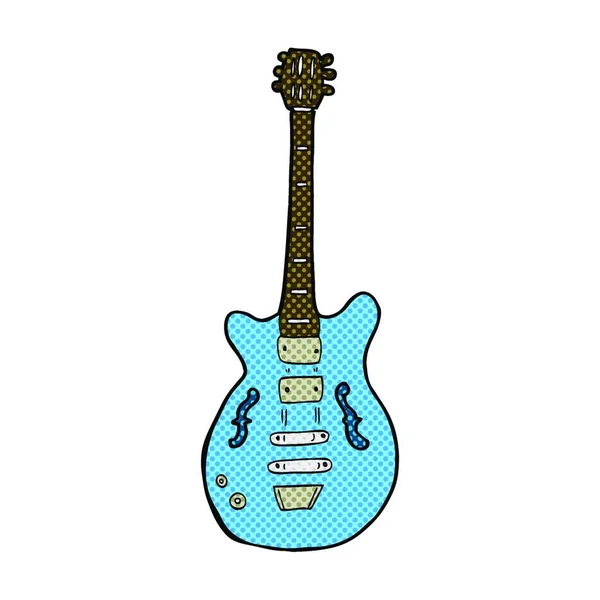 Retro Comic Book Style Cartoon Electric Guitar — Stock Vector