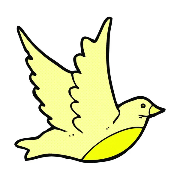 Retro Quadrinhos Estilo Desenho Animado Pássaro Voador —  Vetores de Stock