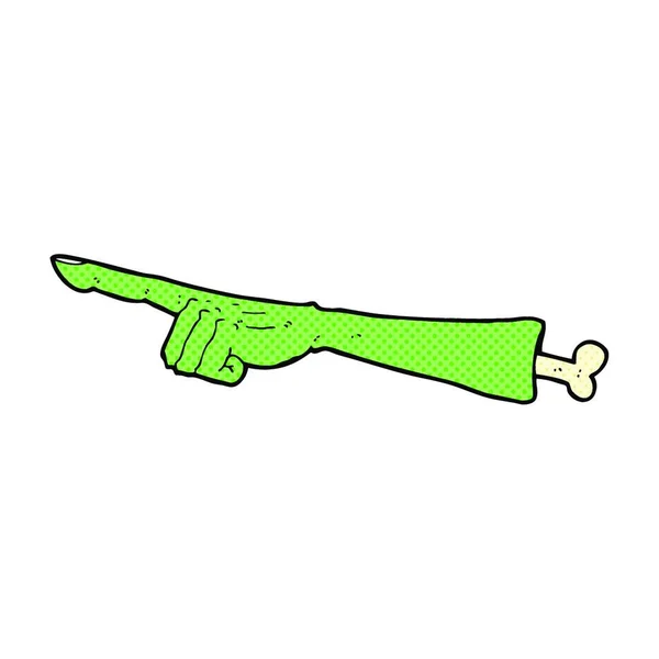 Retro Stripverhaal Stijl Cartoon Wijzend Zombie Arm — Stockvector