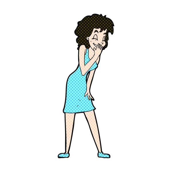 retro comic book style cartoon woman laughing