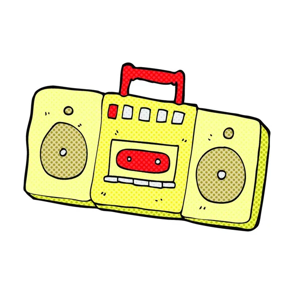 Retro Cómic Estilo Caricatura Radio Cassette Player — Vector de stock