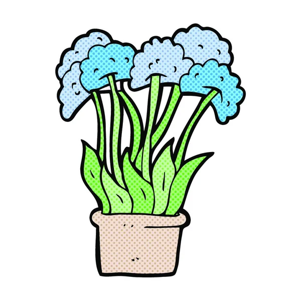Style Rétro Fleurs Dessin Animé Pot — Image vectorielle