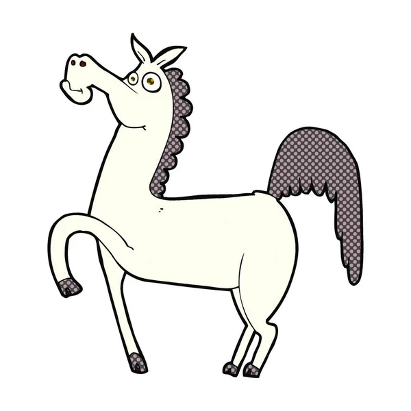 Engraçado Retro Quadrinhos Estilo Desenho Animado Cavalo — Vetor de Stock