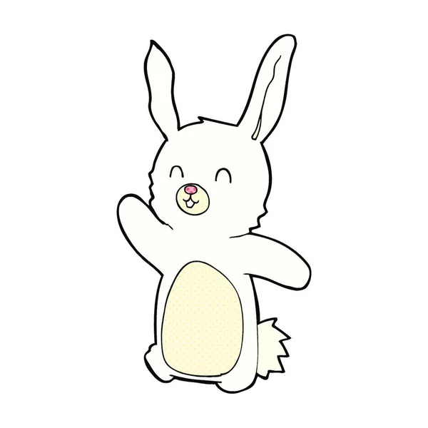 Retro Cómic Estilo Dibujos Animados Feliz Conejo — Vector de stock