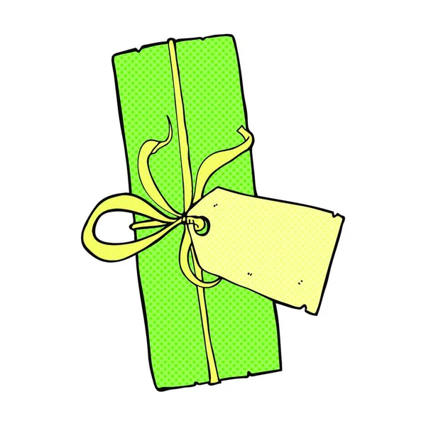 Rétro Bande Dessinée Style Dessin Animé Cadeau Noël — Image vectorielle