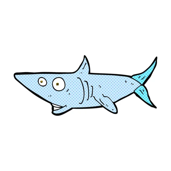 复古漫画书风格卡通快乐鲨鱼 — 图库矢量图片