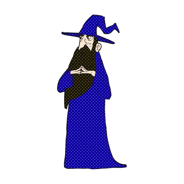 Retro Comic Book Style Cartoon Old Wizard — Stock Vector