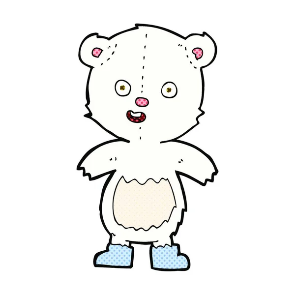 Retro Comic Stil Cartoon Glücklich Teddybär Stiefeln — Stockvektor