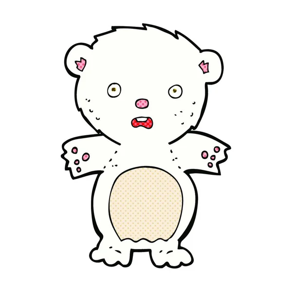 Переляканий Білий Ведмідь Ретро Комікс Мультфільм — стоковий вектор