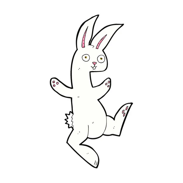 Divertido Retro Cómic Estilo Dibujos Animados Conejo Blanco — Vector de stock