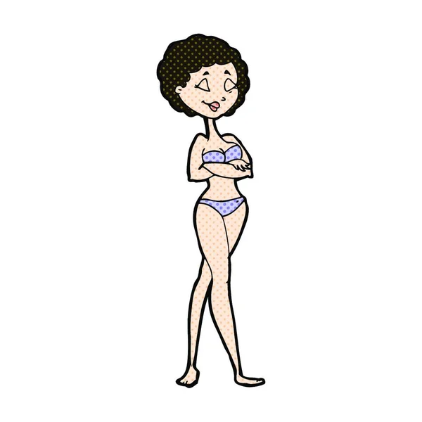 Retro Comic Book Style Cartoon Retro Woman Bikini — Stock Vector