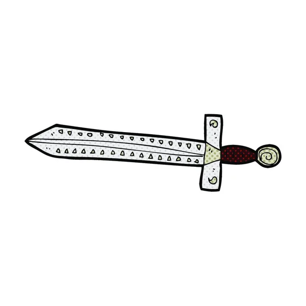 Espada Dibujos Animados Estilo Cómic Retro — Vector de stock