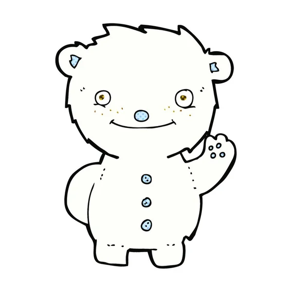 Retro Cómic Estilo Dibujos Animados Ondeando Oso Polar — Vector de stock