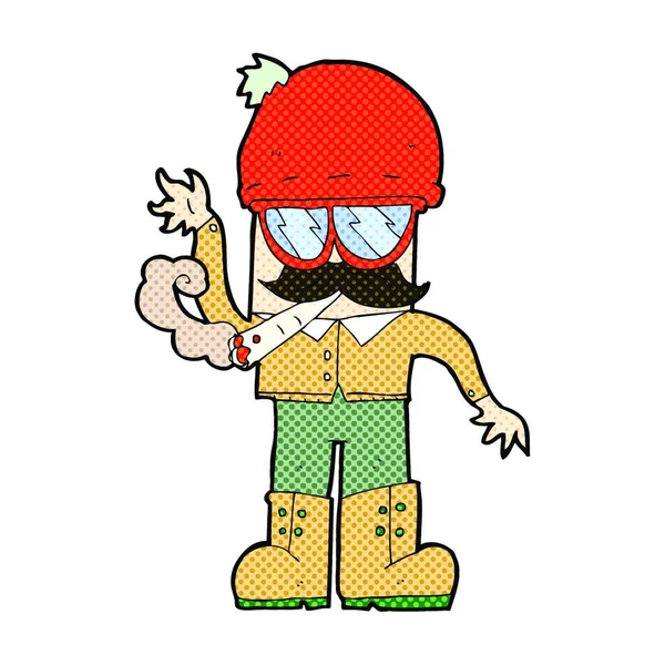 Retro Comic Book Style Cartoon Mann Smoking Pot — Stockvektor