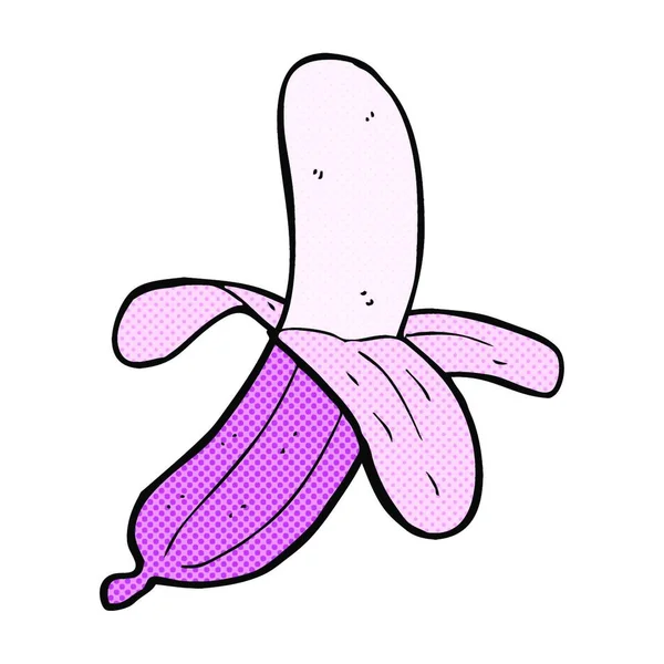 Stile Fumetto Retrò Cartone Animato Banana Rosa — Vettoriale Stock