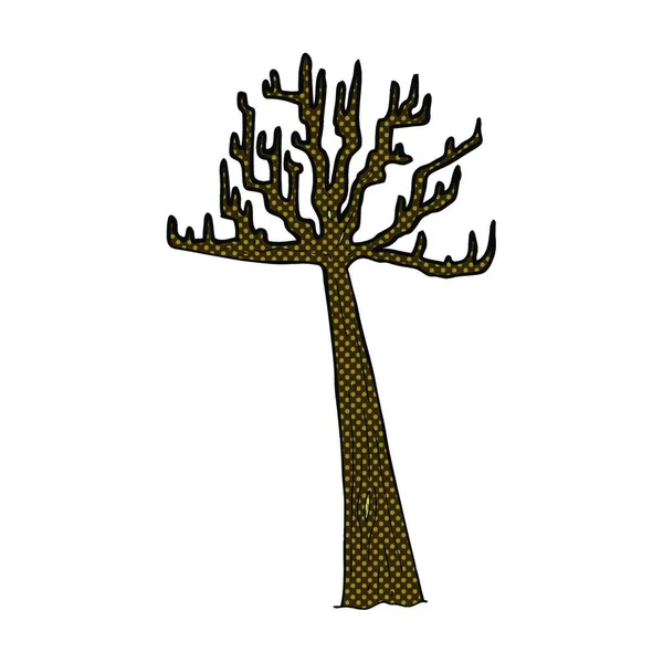 Ретро Комікс Стиль Мультфільм Зимове Дерево — стоковий вектор