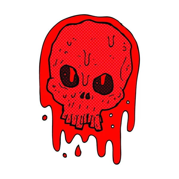 レトロ漫画風の血の頭蓋骨 — ストックベクタ