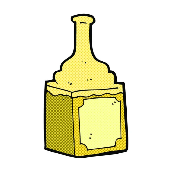 Retro Serietidning Stil Tecknad Whisky Flaska — Stock vektor