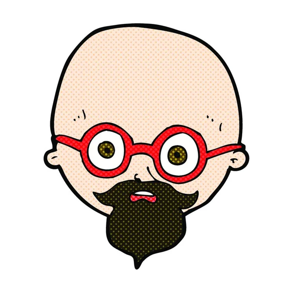 Retro Comic Style Cartoon Shocked Man Beard — стоковый вектор