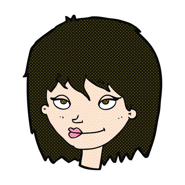 Retro Cómic Estilo Caricatura Sonriente Mujer — Vector de stock