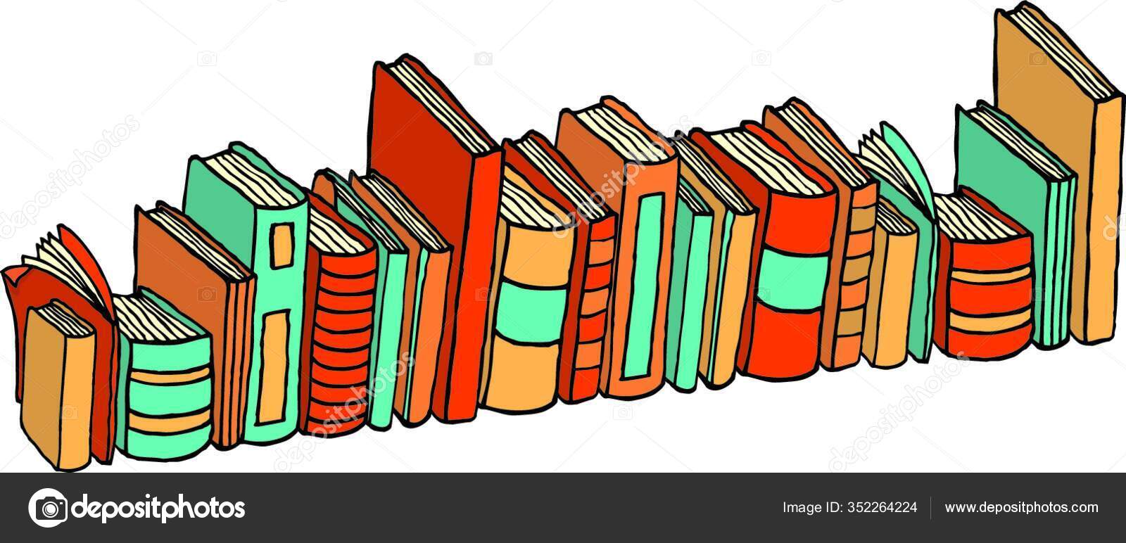 Different Standing Books Library Stack Stock Vector Image by