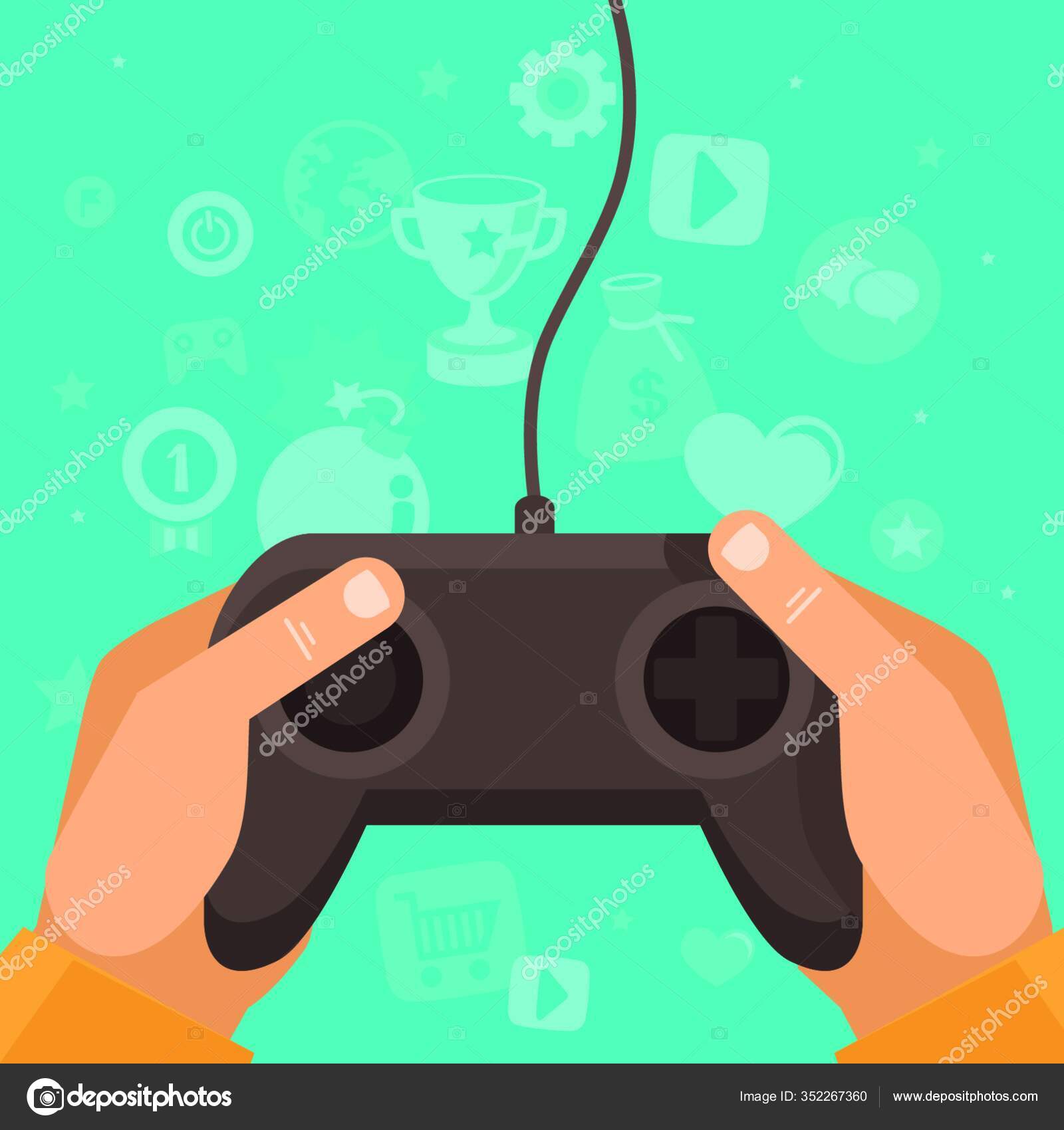Vector Online Concept Hands Holding Joystick Wire Gamification Vector Image by #352267360