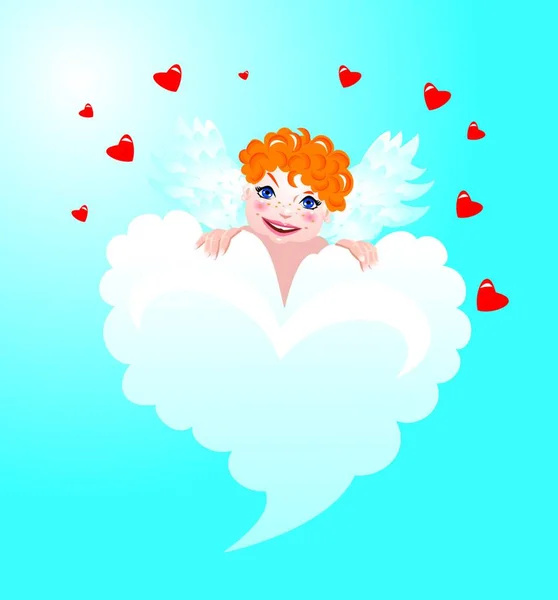 Postcards Valentines Day Funny Angels — Stock Vector