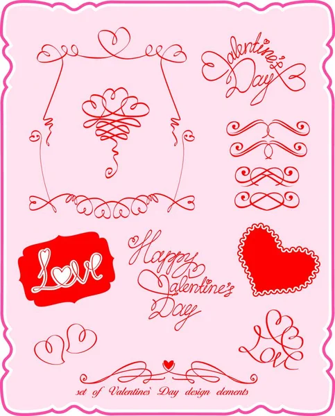 Conjunto Símbolos Del Día San Valentín Elementos Diseño — Vector de stock