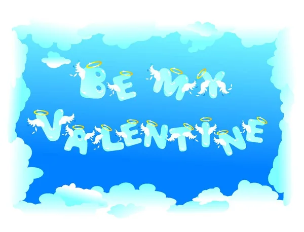 Поштова Листівка День Святого Валентина Кумедними Ангелами — стоковий вектор