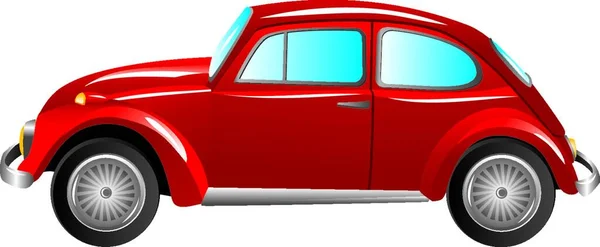 白い背景に隔離された赤いレトロな車 — ストックベクタ