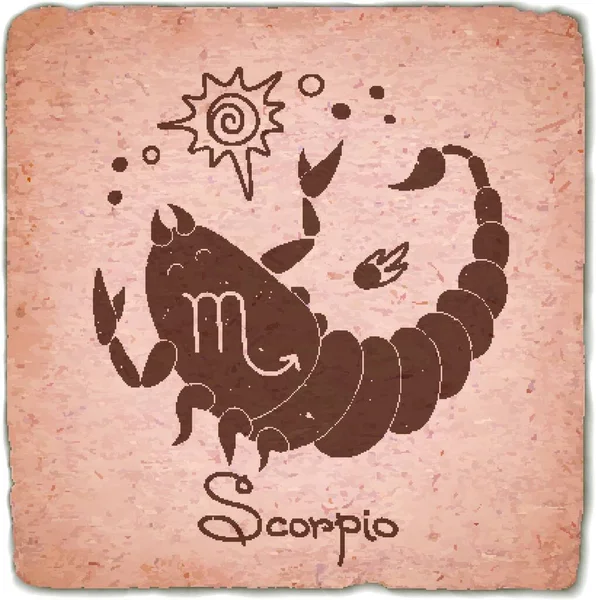 Schorpioen Dierenriem Teken Horoscoop Vintage Kaart Schorpioen Dierenriem Teken Horoscoop — Stockvector