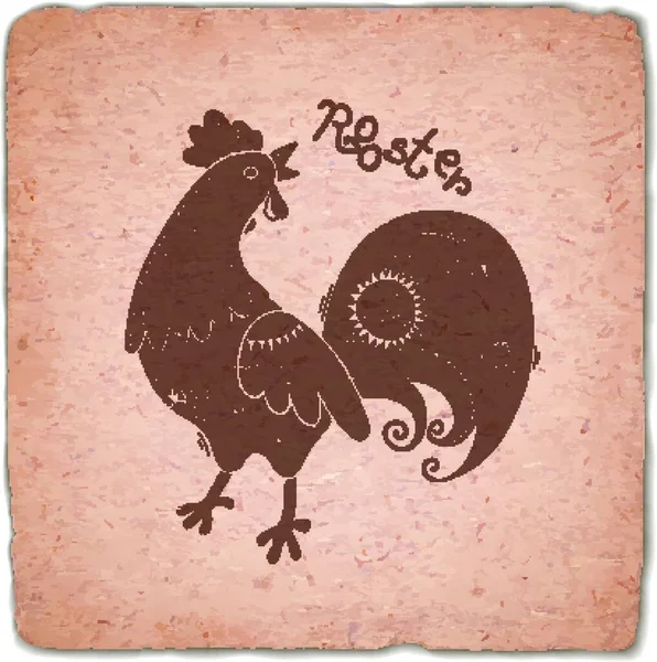 Más Audaz Tarjeta China Zodiac Signo Horóscopo Vintage Rooster Signo — Vector de stock