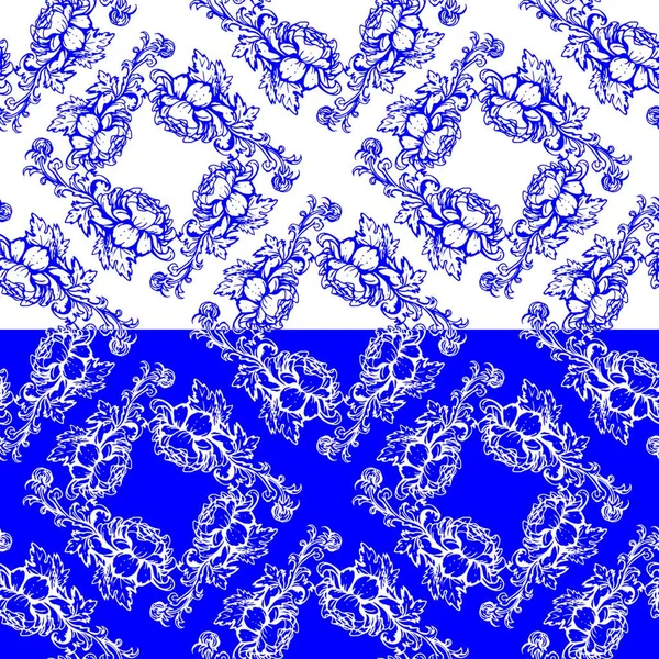 Безшовний Синій Квітковий Візерунок Тло Стилі Китайського Живопису Порцеляні Або — стоковий вектор