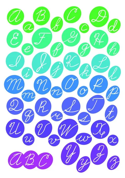 Abc Helles Alphabet Kursive Buchstaben Vektorillustration Leuchtendes Alphabet — Stockvektor
