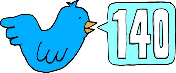 Pássaro Azul Twitting 140 Caracteres Twitter — Vetor de Stock