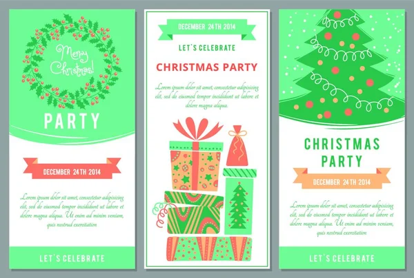 Christmas Party Invitations Cartoon Style Vector Illustration — Stock Vector