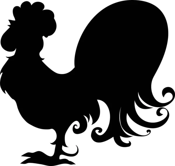 Silhouette Stylized Rooster Black Isolated White Background Simbol 2017 Año — Archivo Imágenes Vectoriales