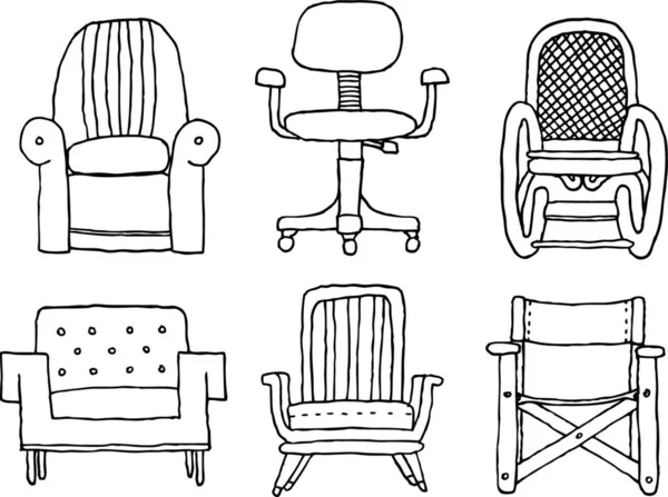 Καρέκλες Καρτούν Λευκό Φόντο — Διανυσματικό Αρχείο